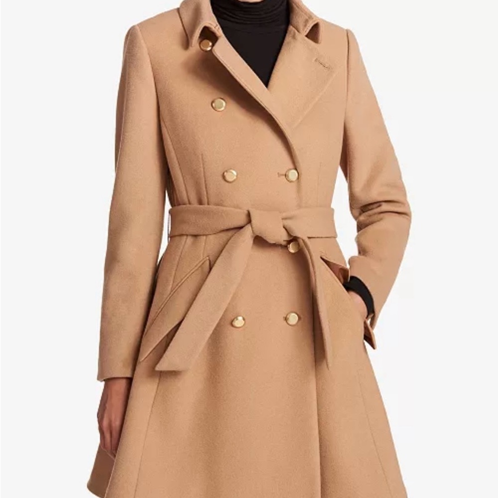 DKNY Double-Breasted Fit & Flare Peacoat - NEW